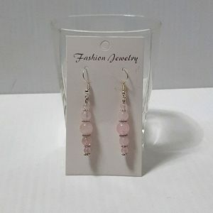 Hand Crafted EarringsPierced SingleDrop RoseQuartz